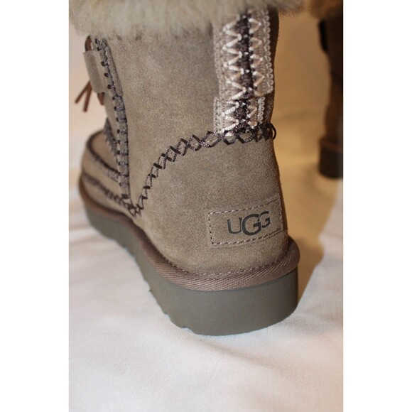 UGG WOMEN'S ALPINE MINI SUEDE SHEARLING LINED BOOTS HICKORY NIB - Picture 5 of 8
